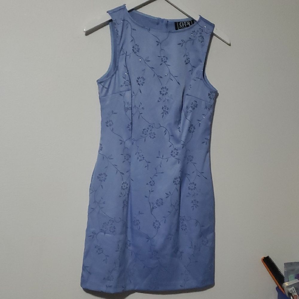 City Triangles Blue Sheath Mini Dress Square Neck Sleeveless